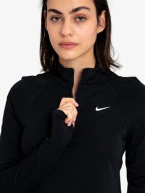Nike Fit Dry Quarter Zip Black Top with Mesh Panels